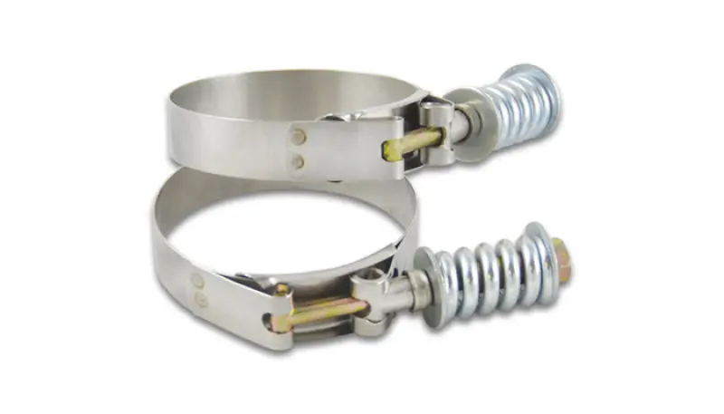 Vibrant Stainless Steel T-Bolt Clamps Pack 2 Size 2.25in to 2.55in OD 2in ID Coupling