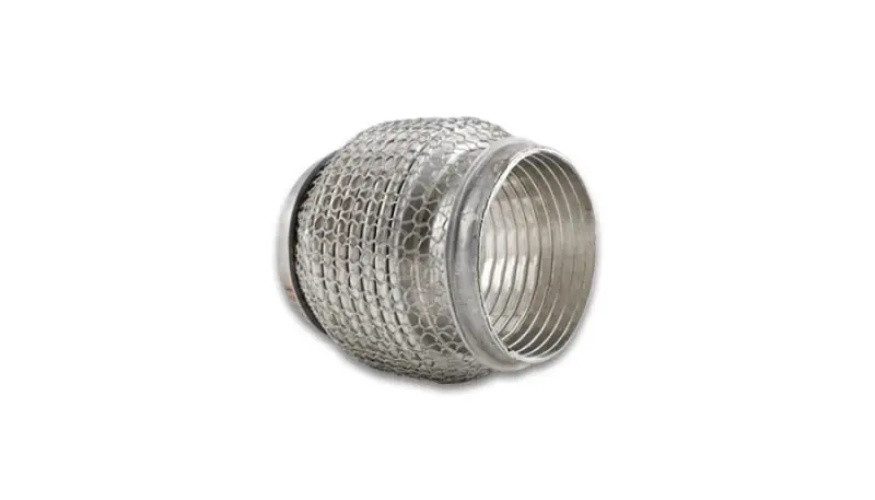 Vibrant Stainless Steel Flex Coupling 3in Inlet Outlet 4in Long Interlock Liner and Mesh Braid