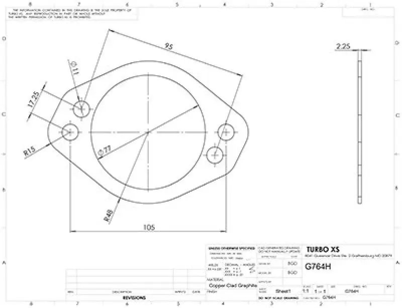 Turbo XS 4 Hole 3in Gasket 105mm Center-to-Center Fits WS-MP-V2 WS02-RMA
