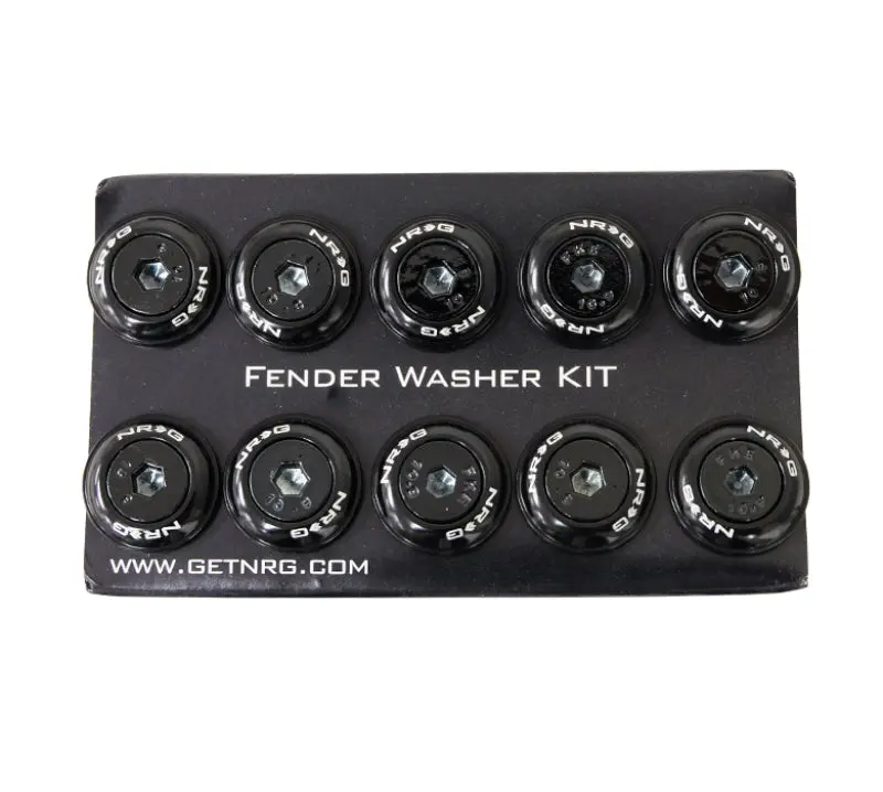 NRG Fender Washer Kit Color Matched M6 Bolt Rivets Plastic Black Set 10
