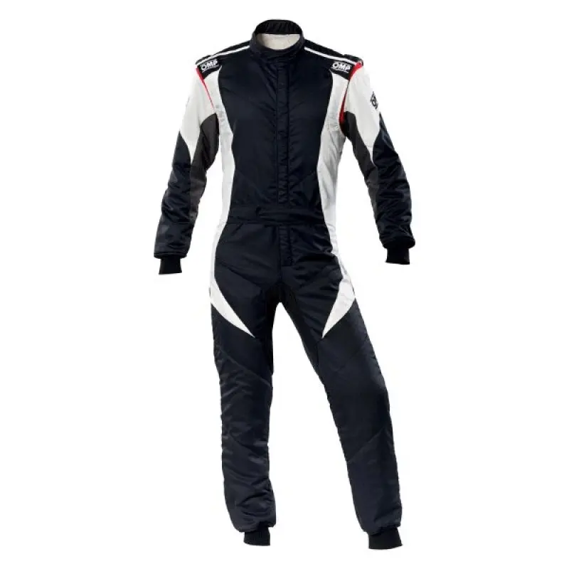 OMP First Evo Overall Black White Size 64 FIA 8856-2018 - Racing Suit Motorsports