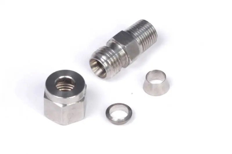 Haltech 1/4in Stainless Compression 1/8in NPT Thread Fitting Kit Nut and Ferrule