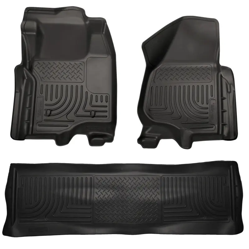 Husky Liners WeatherBeater Black Floor Liners 11-12 Ford Super Duty Crew Cab Without Manual Trans Case