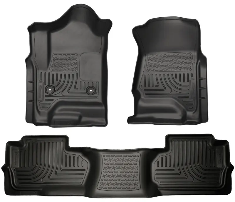 Husky Liners WeatherBeater Black Front and 2nd Seat Floor Liners 14 Chevrolet Silverado GMC Sierra Double Cab