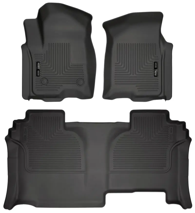 Husky Liners Weatherbeater Black Front & 2nd Seat Floor Liners 19-23 GMC Sierra 1500 Double Cab