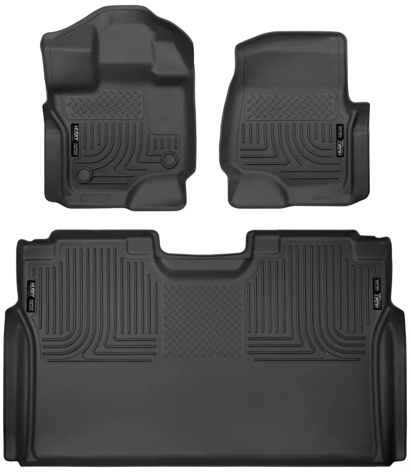 Husky Liners Weatherbeater Black Front & 2nd Seat Floor Liners 15-23 Ford F-150 SuperCrew