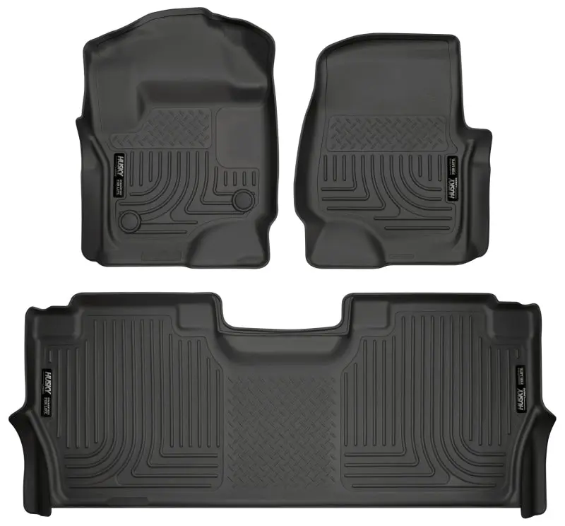 Husky Liners Weatherbeater Front & 2nd Seat Floor Liners 17-19 F-250 F-350 F-450 Crew Cab Black