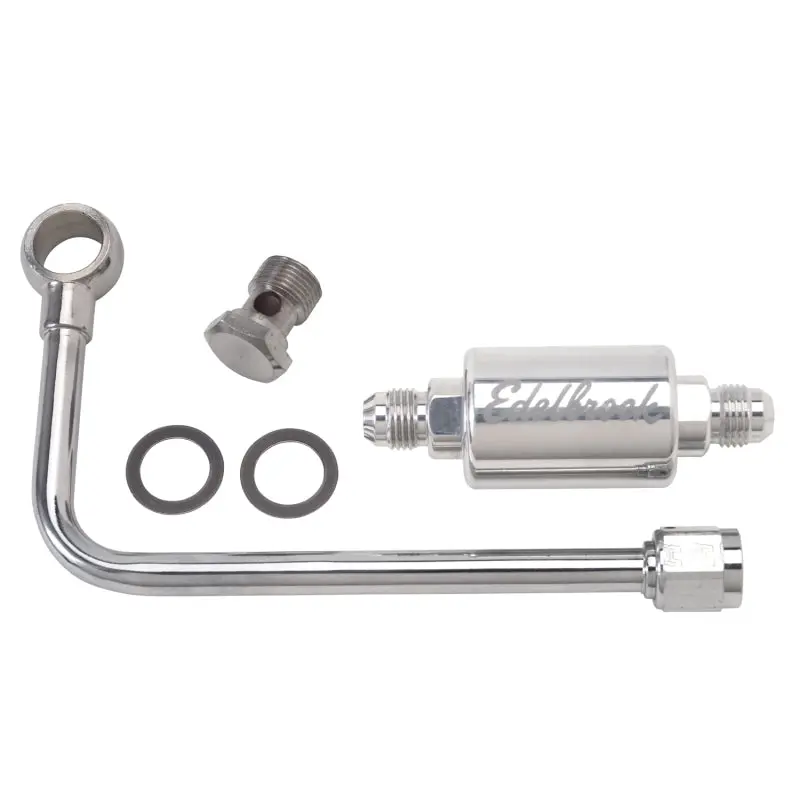 Edelbrock 3/8In Hard Fuel Line -6 B-Nut and Polished Filter High Performance