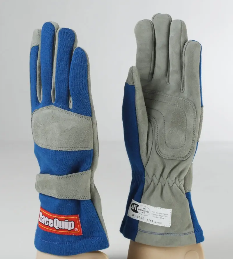 RaceQuip Blue 1-Layer SFI-1 Racing Gloves Small Size Motorsports