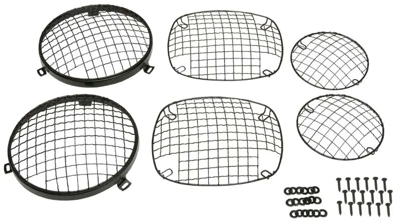 Kentrol 76-86 Jeep CJ Powdercoat Black Wire Mesh Guard Set 6 Pieces