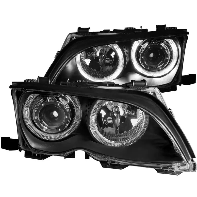 ANZO 2002-2005 BMW 3 Series E46 Projector Headlights Halo Black