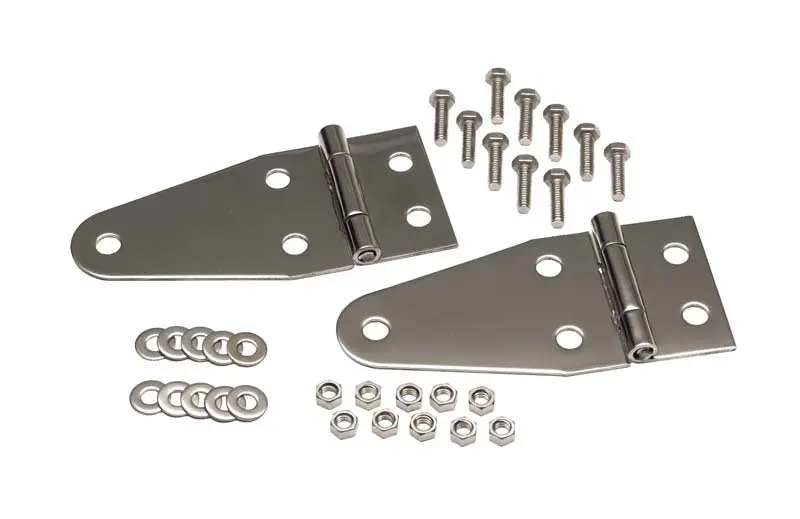 Kentrol 55-95 Jeep CJ Wrangler YJ Hood Hinge Pair Polished Silver Replacement Parts