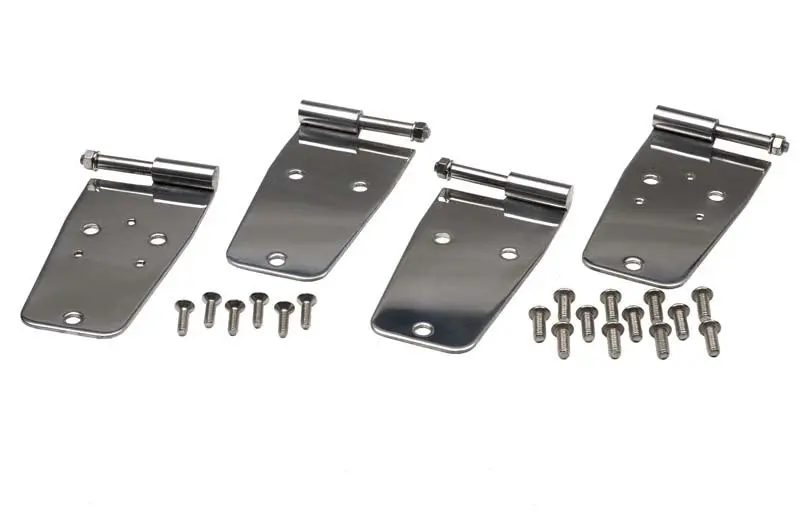 Kentrol 76-93 Jeep CJ Wrangler YJ Door Hinge Set 4 Pieces Polished Silver