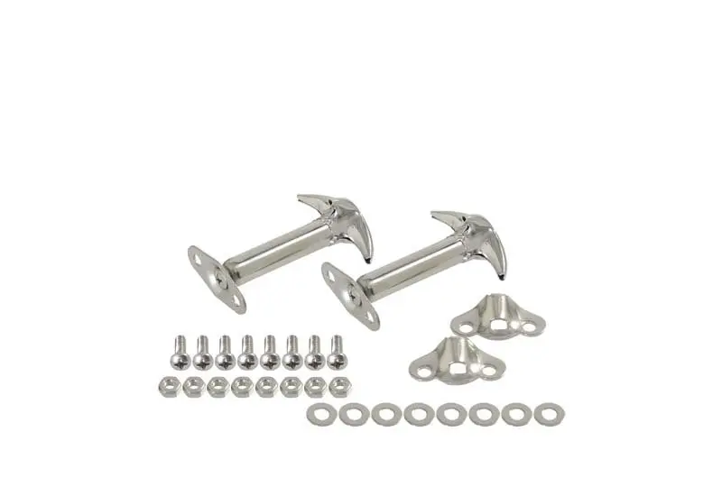 Kentrol 55-95 Jeep CJ Wrangler YJ Hood Catch Pair Polished Silver