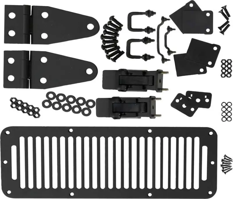 Kentrol 78-95 Jeep CJ/Wrangler YJ Hood Kit TJ Style Hood Catch Powdercoat Black