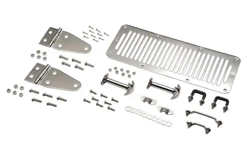 Kentrol 78-95 Jeep CJ Wrangler YJ Hood Kit Polished Silver