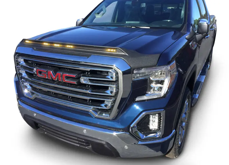 AVS 19-22 GMC Sierra 1500 Black Aeroskin Low Profile Hood Shield Lights