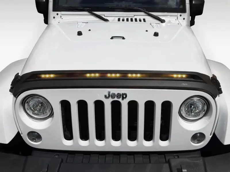 AVS 2007-2018 Jeep Wrangler JK Aeroskin Low Profile Hood Shield Lights Black