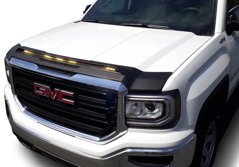 AVS 2014-2018 GMC Sierra 1500 Aeroskin Low Profile Hood Shield Lights Black
