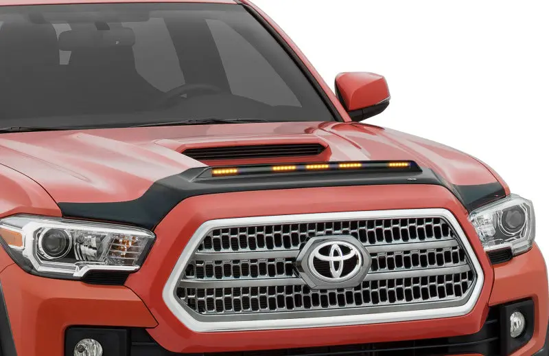 AVS 2016-2019 Toyota Tacoma Black Aeroskin Low Profile Hood Shield Lights
