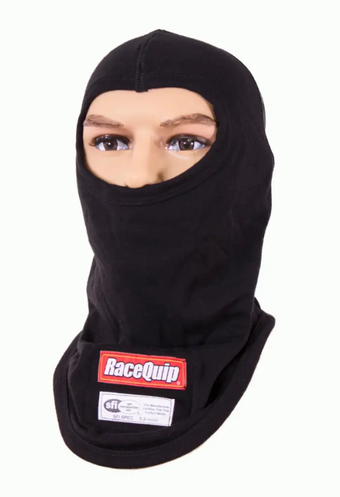 RaceQuip Black SFI 3.3 Two Layer Fire Resistant Racing Hood Maximum Safety