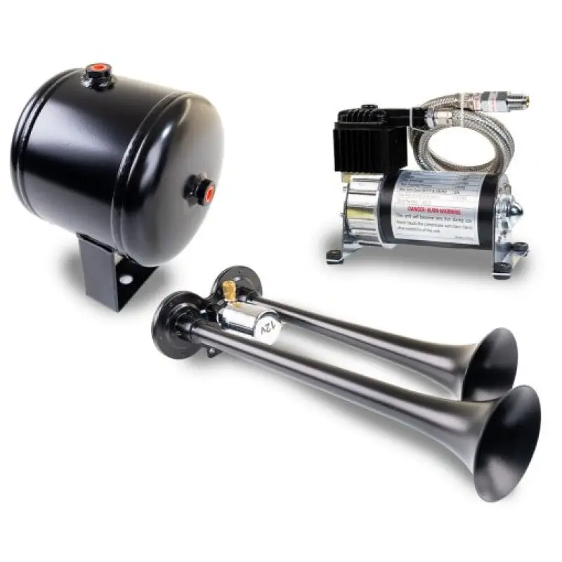 Kleinn Dual Black Horn Kit 120 PSI Air Compressor and 0.5 Gallon Air Tank Kleinn Air Horns