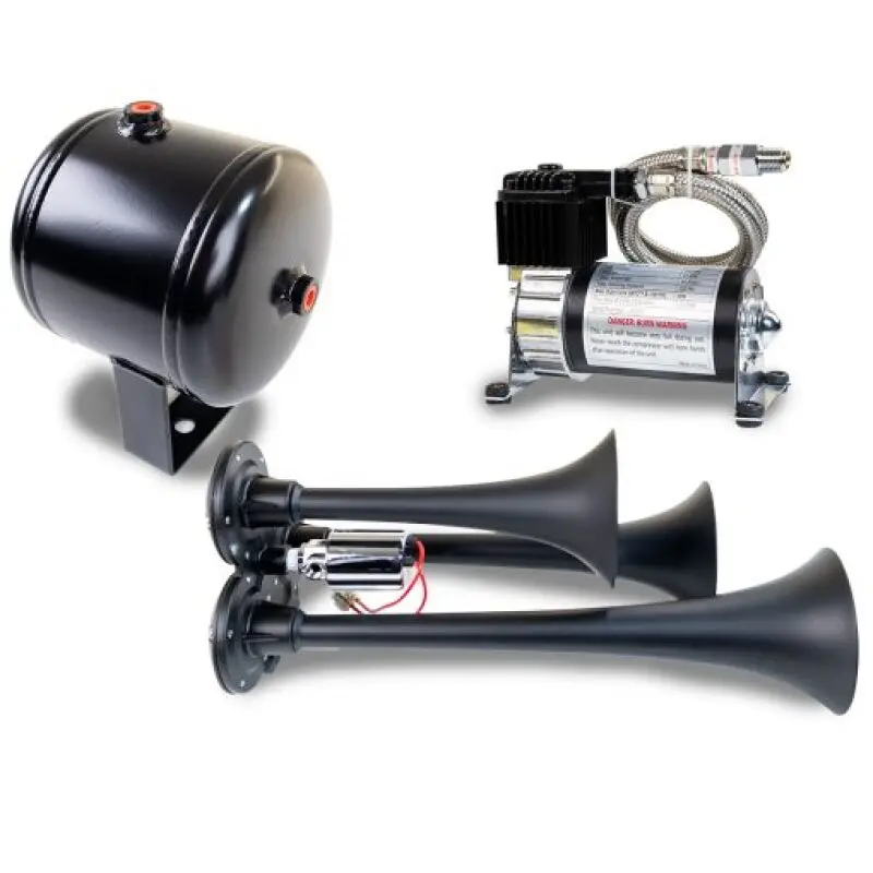 Kleinn Triple Black Horn Kit 130 PSI Air Compressor and 1.0 Gallon Air Tank Kleinn Air Horns