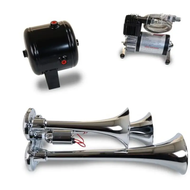 Kleinn Triple Chrome Horn Kit 130 PSI Air Compressor and 1.0 Gallon Air Tank Kleinn Air Horns