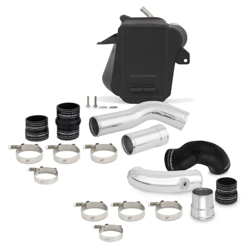 Mishimoto Wrinkle Black Air-To-Water Intercooler Kit Polished Pipes 11-16 Ford 6.7L Powerstroke