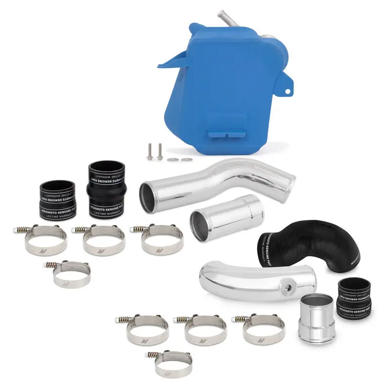 Mishimoto Wrinkle Blue Air-To-Water Intercooler Kit Polished Pipes 11-16 Ford 6.7L Powerstroke