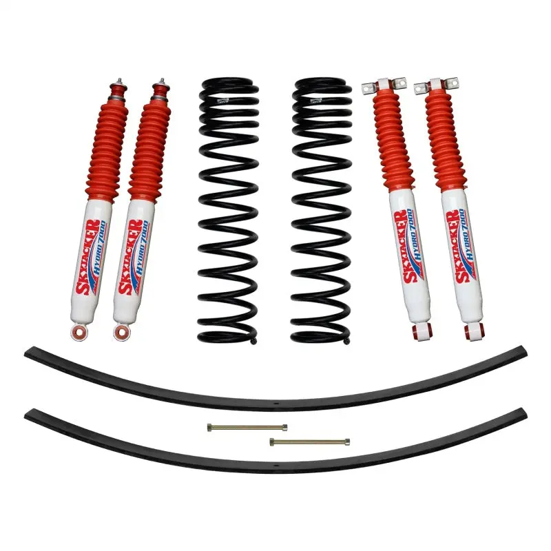 Skyjacker 3 Inch Front Dual Rate Long Coil Suspension Kit 84-01 Jeep XJ Rear Add--Leafs