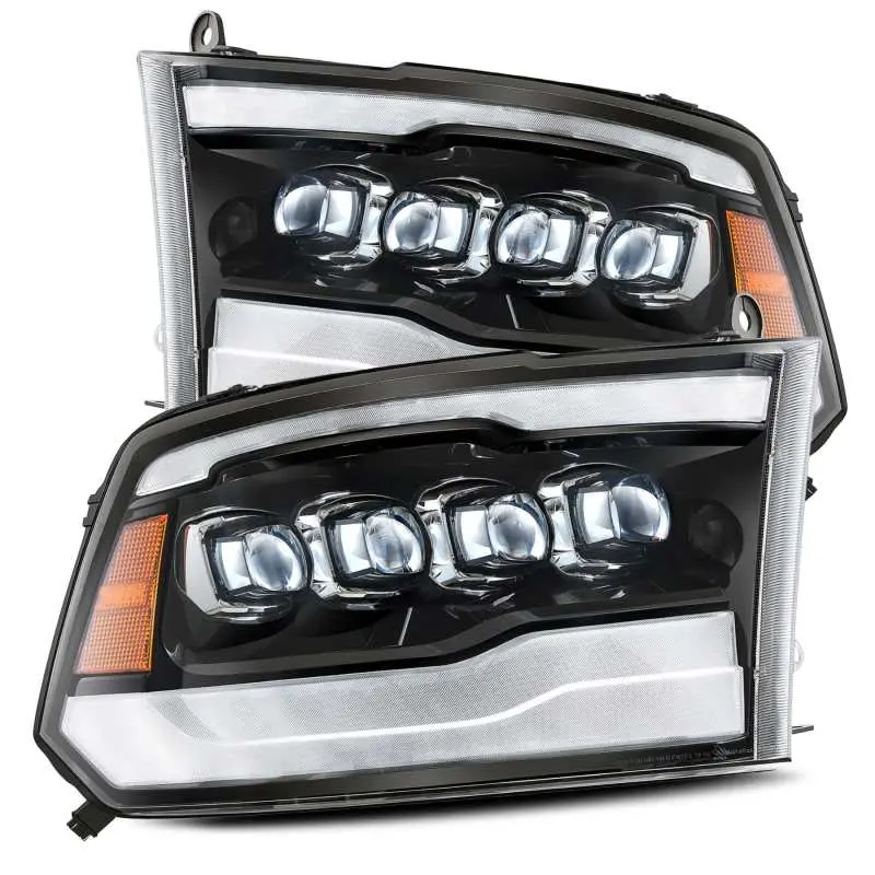 AlphaRex 09-18 Dodge Ram 1500HD NOVA LED Projector Headlights Gloss Black Plank Style DRL