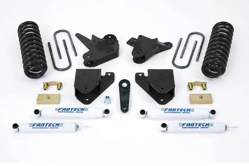 Fabtech 99-00 Ford F250 F350 2WD 7.3L Diesel 6in Lift Kit Basic System Performance Shocks