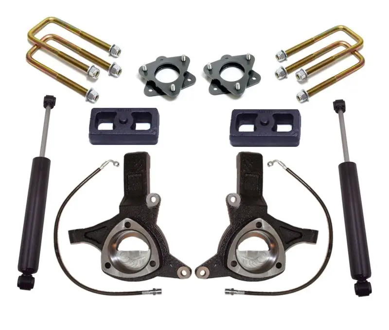 MaxTrac 6in/3in Spindle Lift Kit Shocks 07-16 GM C1500 2WD Cast Steel Suspension