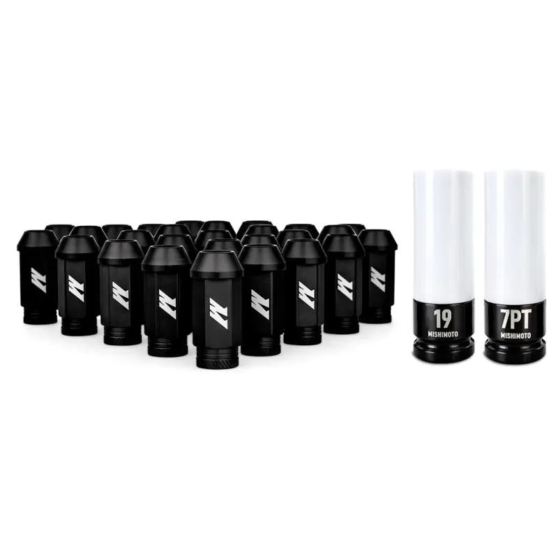 Mishimoto Aluminum Locking Lug Nuts M12x1.5 27pc Set Black - Complete Wheel Security Kit