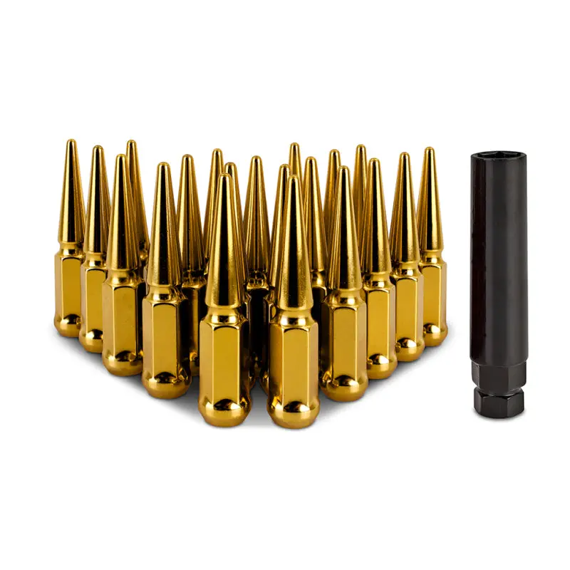 Mishimoto Steel Spiked Lug Nuts M12x1.5 20pc Set - Gold Car Wheels