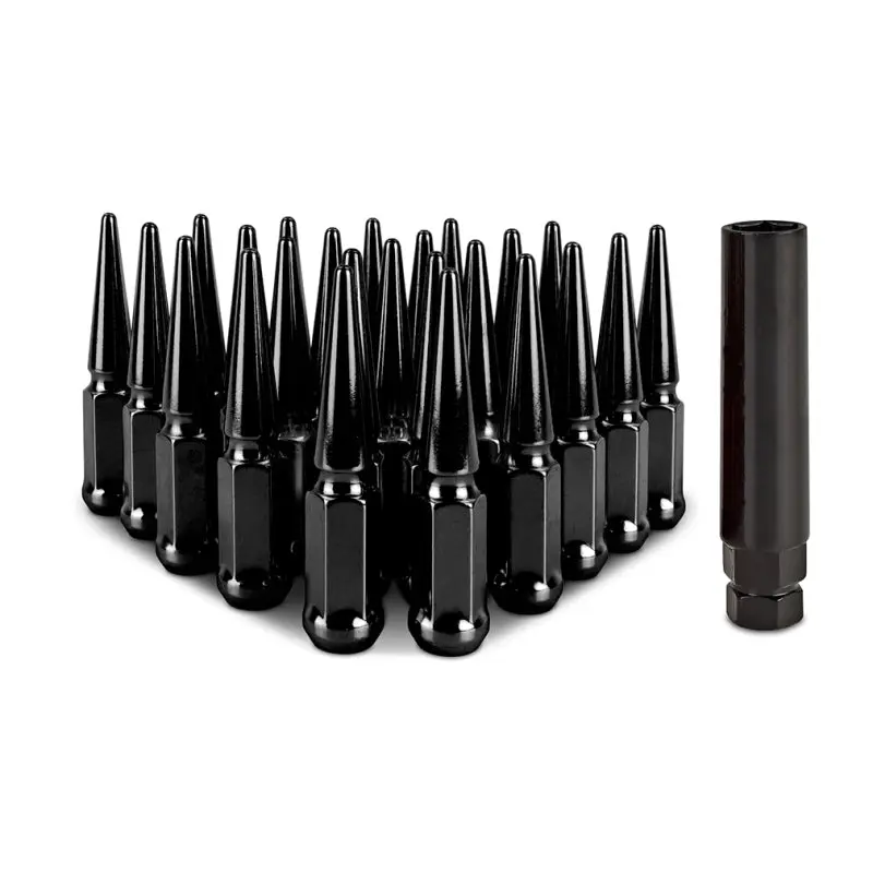 Mishimoto Steel Spiked Lug Nuts M14x1.5 24pc Set Black Car Wheels