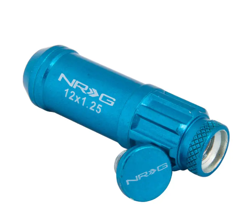 NRG 700 Series M12 X 1.25 Steel Lug Nut Set 21-Piece Dust Cap Cover Locks and Lock Socket Blue