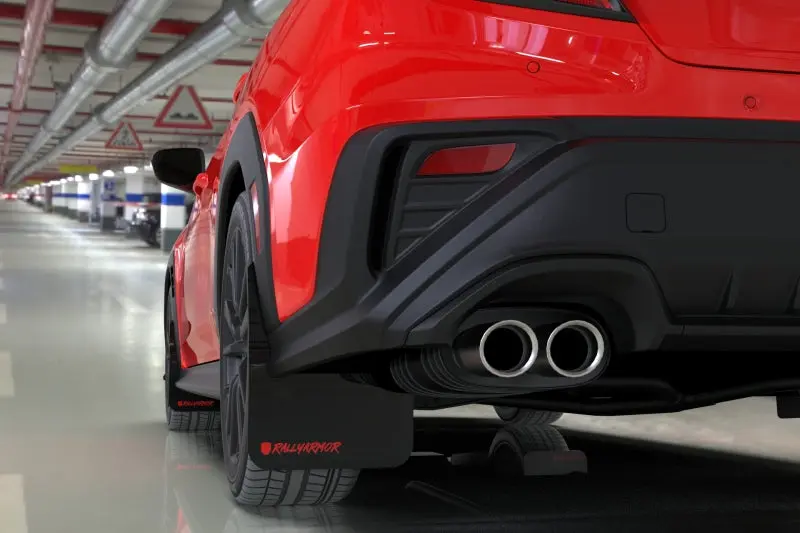 Rally Armor 2022+ Subaru WRX Black UR Mud Flaps Altered Font Metallic Black Logo