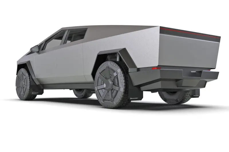 Rally Armor Black UR Mud Flaps 2024 Tesla Cybertruck Metallic Black Logo
