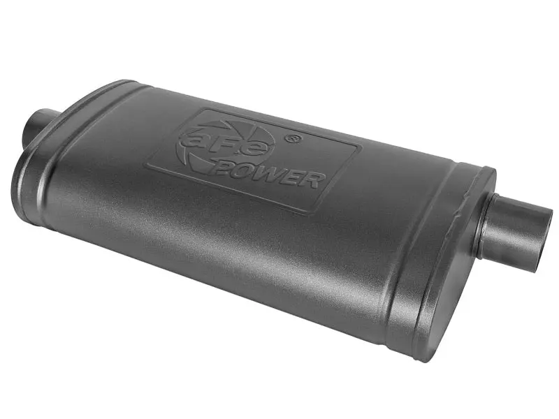 aFe MACH Force-XP 409SS Muffler Black Finish 3in Center/Offset 22inL x11in x5in Oval Body