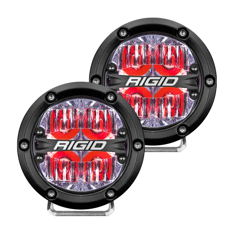 Rigid Industries 360-Series 4in LED Off-Road Drive Beam Light Pair Red Backlight