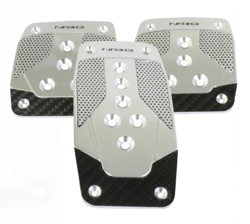NRG Aluminum Sport Pedal Manual Transmission - Silver Black Carbon Insert
