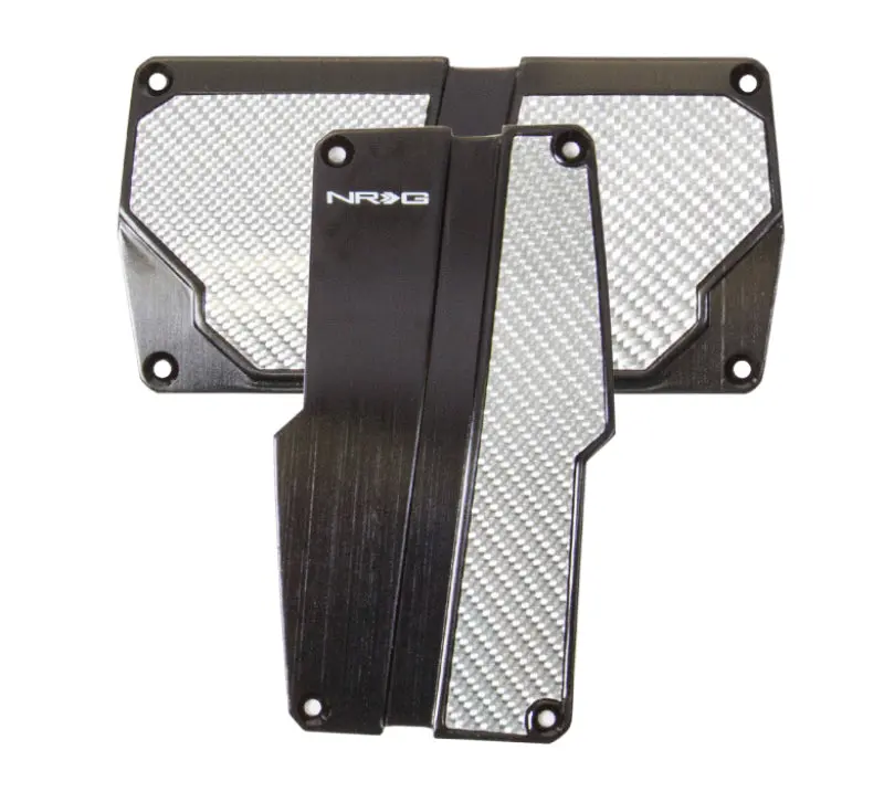 NRG Brushed Aluminum Sport Pedal /T Black Silver Carbon Insert