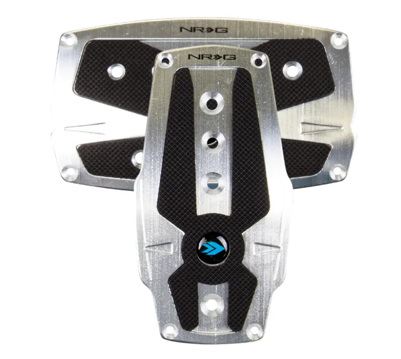 NRG Brushed Aluminum Sport Pedal /T Silver Black Rubber Inserts