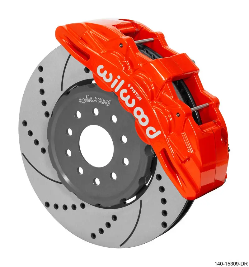 Wilwood SX6R Front Brake Kit 14in Slotted Drilled Red Rotors 2005-2013 Chevy Corvette