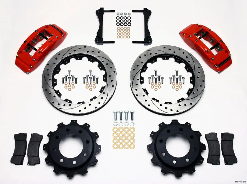 Wilwood TC6R Rear Brake Kit 16.00in Drilled Red 1999-2010 GM H2 and 2500 4.63 Center