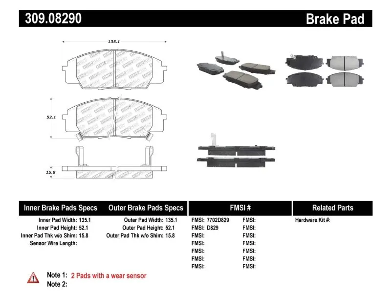StopTech Performance Front Brake Pads 00-09 Honda S2000 06+ Civic Si 02-06 Acura RSX-S