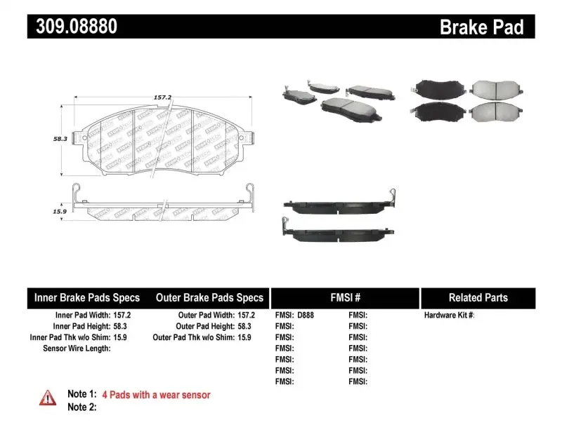 StopTech Performance Front Brake Pads 06-08 Nissan 350Z Infiniti G35 Standard Brakes