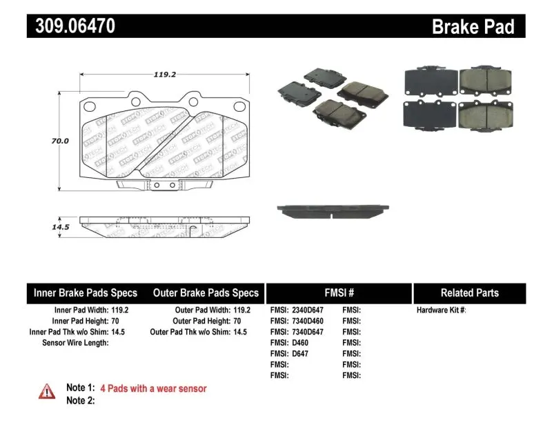 StopTech Sport Performance Front Brake Pads 89-96 Nissan 300ZX